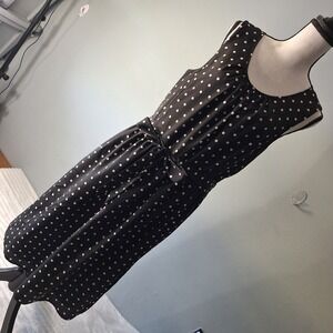 TALBOTS CHIFFON POLKA DOT PIN UP DRESS  WOMENS 10 BLK/WHT PRETTY WOMEN